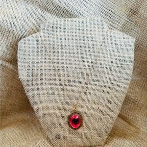 Gold and Pink Pendant Necklace